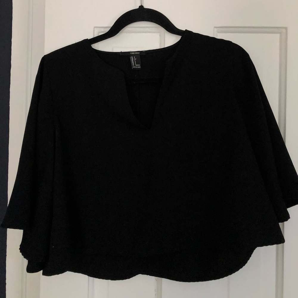 Black flowy crop top